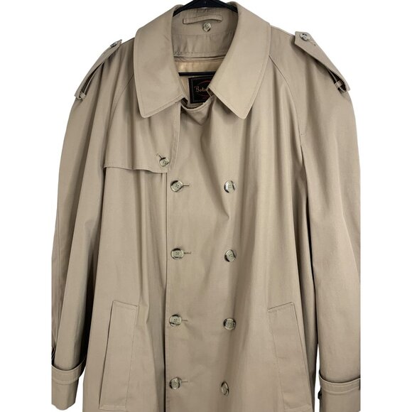 Vintage Botany 500 Trench Coat Men 46R Zip Out Lining Leather Hardware EUC 7000 - Picture 4 of 16